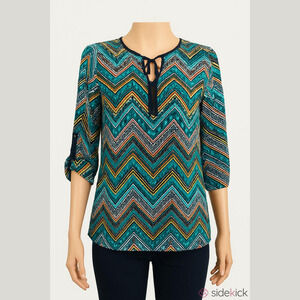 Signature Studio contemporary style chevron pattern top tunic S multicolor
